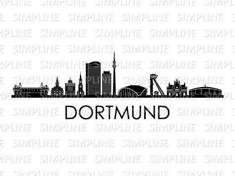 DORTMUND Ruhrgebiet Deutschland SKYLINE City Umriss Silhouette Vektor