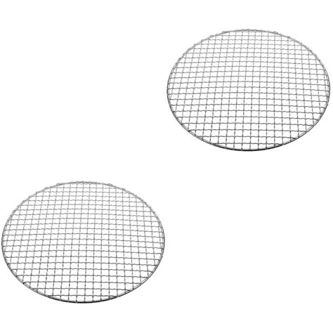 2pcs Grill Mesh Camping Grill Net Bbq Grate Round Cooking Mat Stainless