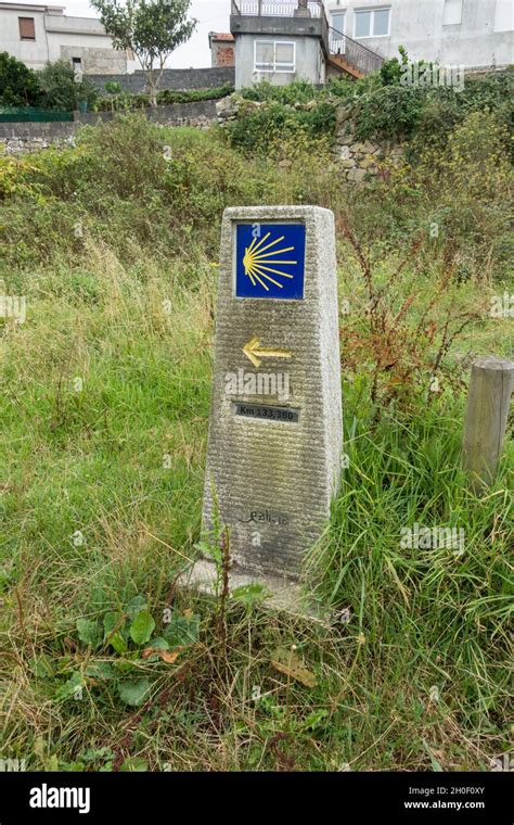 Stone Pillar Sign Way Of St James Direction Camino De Santiago