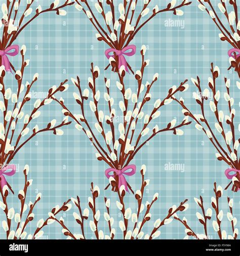 Abstract Texture With Pussy Willow Seamless Pattern With Festive