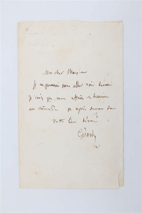 Billet autographe signé de Gérard de Nerval adressé à Georges Guénot