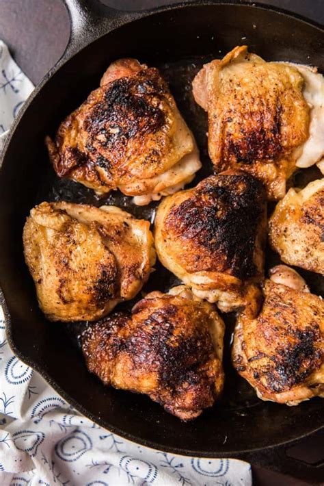 Crispy Cast Iron Skillet Chicken Thighs With Video House Of Nash Eats