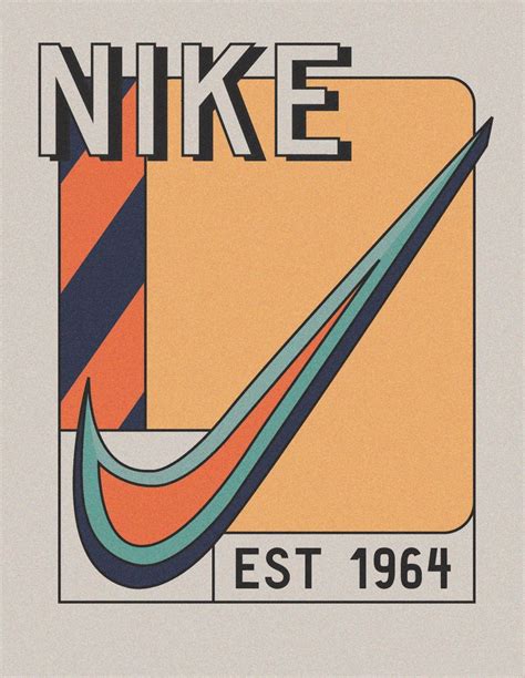 Nike Orange Vintage Wall Print In Pastel Poster Picture Collage