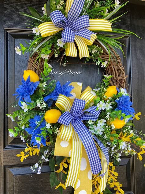 Summer Wreaths, Lemon Wreath, Grapevine Wreath, SassyDoors Wreath,