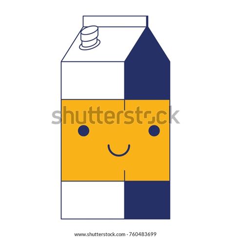 Kawaii Milk Carton Color Sections Silhouette Stock Vector Royalty Free