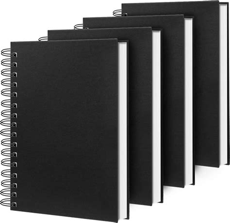 Amazon.com : Ouzoustate 4 Pack Spiral Notebook,A5 Lined Black Journal ...