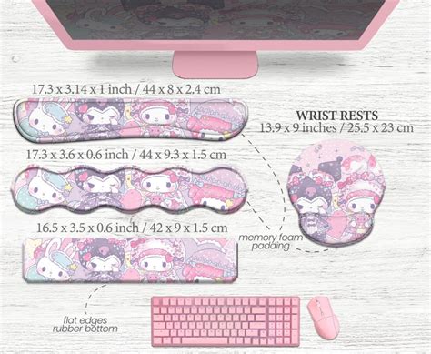 My Melody And Kuromi Deskmat Cute Pink Mousepad Anime Aesthetic Gaming