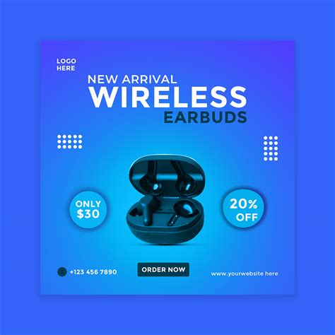 Wireless Earbuds Social Media Post Design On Behance