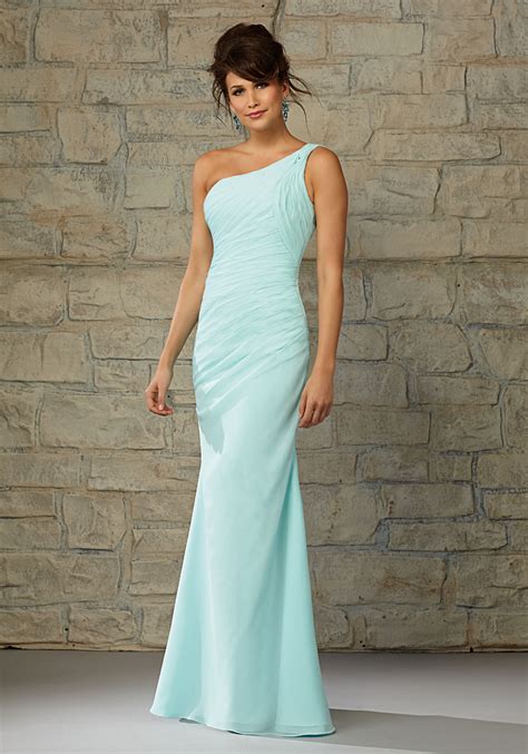 Full Length Luxe Chiffon One Shoulder Morilee Bridesmaid Dress With