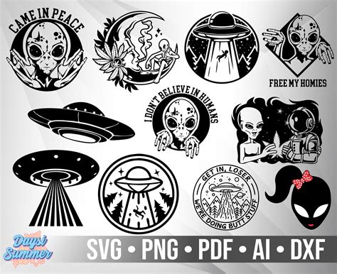 Alien Svg Set Alien Cut File Set Alien Dxf Set Cricut Etsy The Best