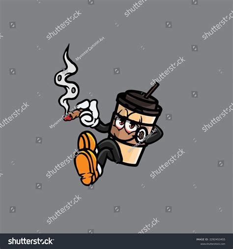 Coffee Cup Cartoon Smoking Blunt High Stock Vector (Royalty Free ...