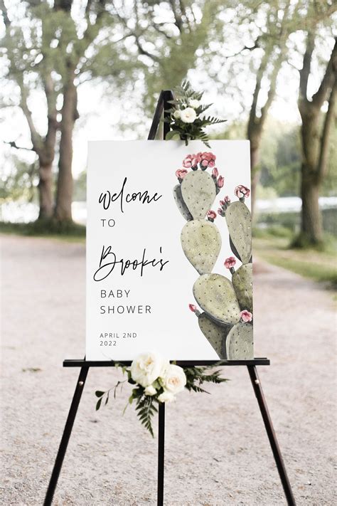 Cactus Welcome Sign Template Baby Shower Cactus Bridal Etsy