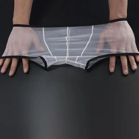 Transparent Boxers For Men See Through Male Underpants Sexy Low Waist Panties Lingerie Intimates
