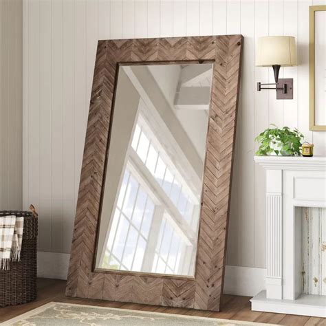 Talmadge Coastal Beveled Distressed Full Length Mirror Wood Full