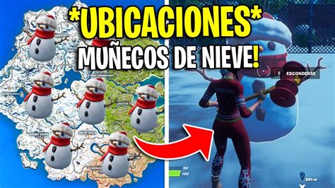 UBICACIONES MUÑECOS DE NIEVE en FORTNITE DONDE ENCONTRAR MUÑECOS