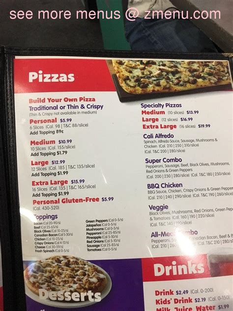 Menu At Chuck E Cheese Pizzeria Midland