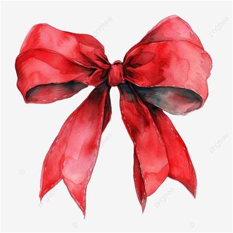 Watercolor Red Bow Ribbon Red Watercolor Ribbon Png Transparent