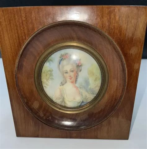 Ancienne Peinture Miniature Marquise Harancourt Eur Picclick Fr