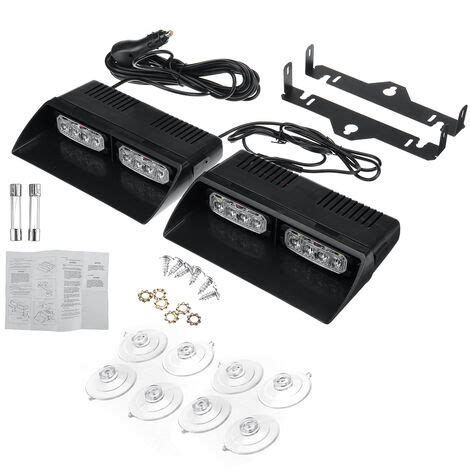 2pcs 16LED 12V Voiture Pare Brise Tableau De Bord Avertissement D