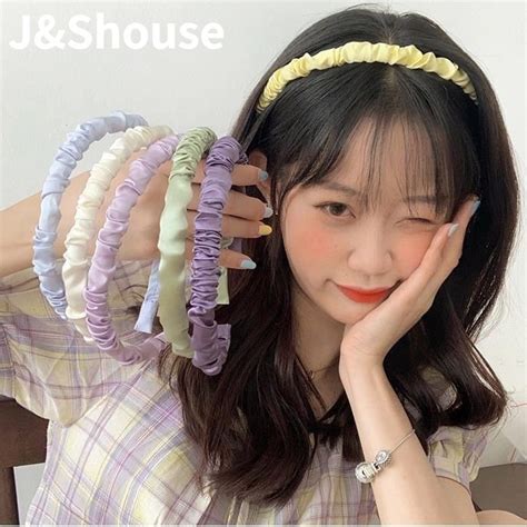 Kf301 Korean Style Simple Scrunchies Fabric Silk Pure Color Hair Hoop