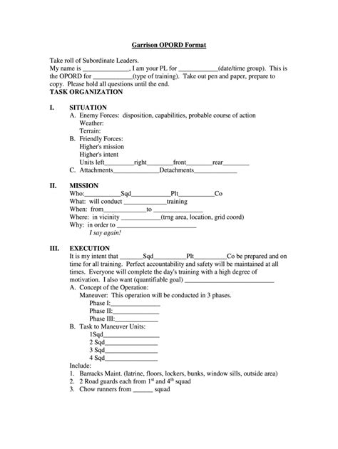 Opord Example Fill Online Printable Fillable Blank Pdffiller