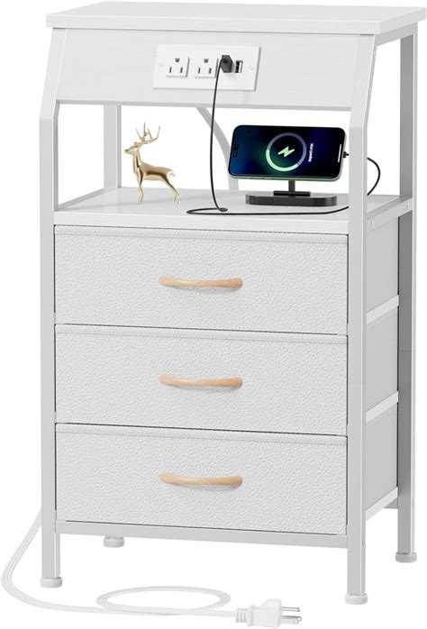 Amazon Furnulem Night Stand With Charging Station Small Bedside