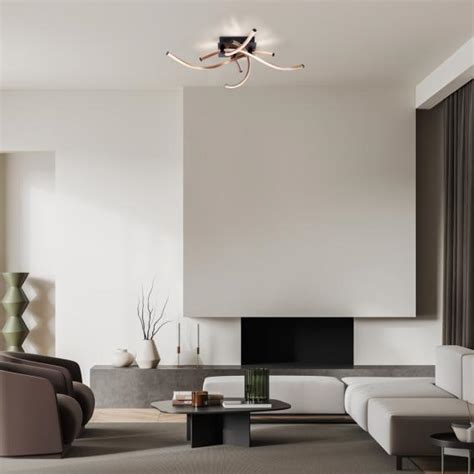 Paul Neuhaus Polina LED Ceiling Light With Dimmer Black Satin 9144 18