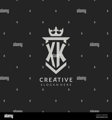 Initial Xk Shield And Crown Logo Style Vector Graphic Stock Vector