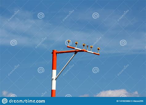 Single High Metal Red And White Pole With Multiple Airport Runway