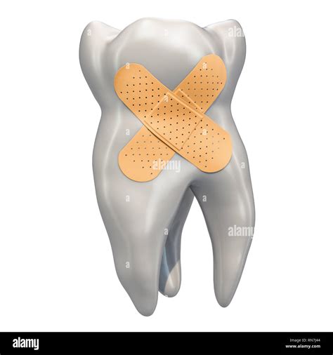 Tooth With Adhesive Plasters Dental Recovery Concept 3d Rendering