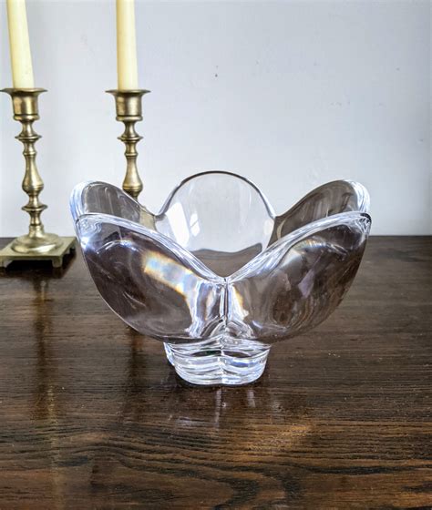 Orrefors Crystal Bowl Pomona Flower Petal Footed Bowl Sweden Etsy