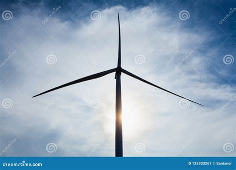 Silhouette of wind Turbine stock image. Image of electricity - 128933267