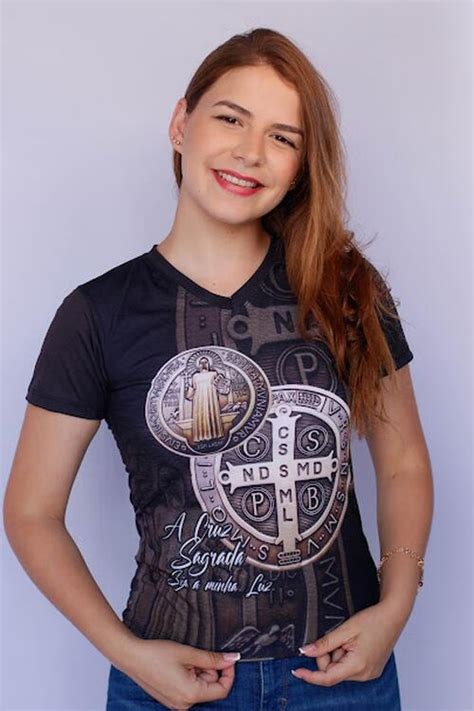 Comprar Camiseta Medalha De S O Bento Baby Look Feminina De R A