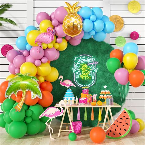 Amazon Pcs Hawaiian Balloons Garland Arch Kit Tropical Balloon