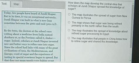 Solved How Does The Map Develop The Central Idea That Text Map