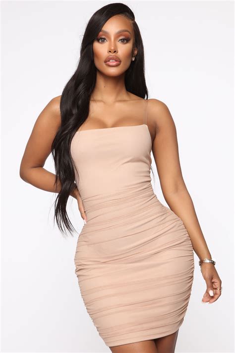 Mesh Behavior Mini Dress Taupe Fashion Nova