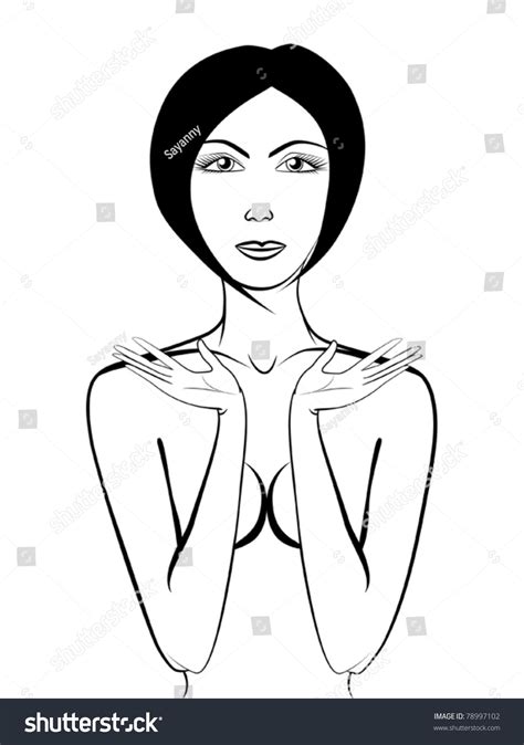 Beautiful Naked Girl Her Hands Raised Vector De Stock Libre De Regalías 78997102