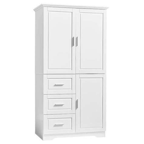 URTR 62.2"H White Wide Storage Cabinet with Adjustable Shelves Bathroom ...