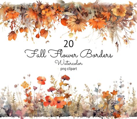 Fall Flower Border Clipart Watercolor Floral Borders Clip Art