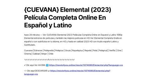 Cuevana Elemental Pel Cula Completa Online En Espa Ol Y Latino