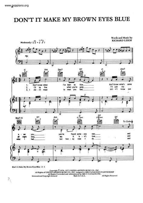 Crystal Gayle Don T Make My Brown Eyes Blue Sheet Music Pdf Free