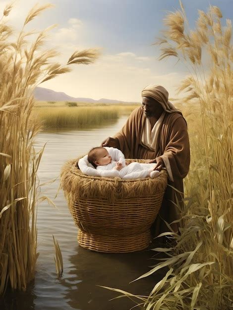 Premium Ai Image Illustrate The Scene Where Jochebed Places Baby