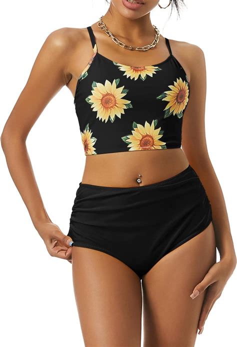 Amazon Zaful Women High Waisted Bikini Set Two Piece Tummy Control Wrap Swimsuit Lace Up