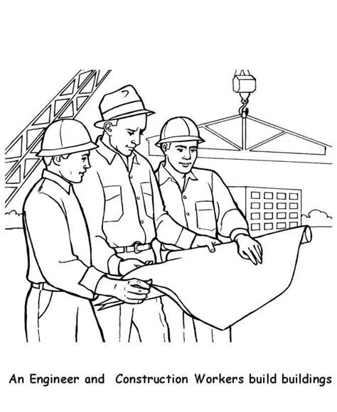 Engineer And Construction Workers Coloring Page Free Printable