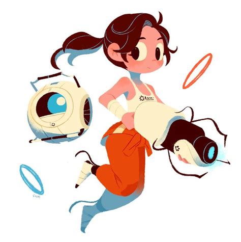 Chell And Wheatly Portal Art Portal Game Portal 2