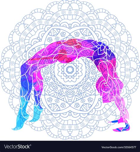 Yoga Pose Over Ornate Round Mandala Pattern Vector Image