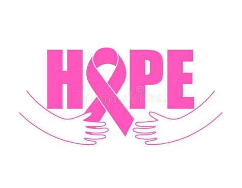 Hope Lettering Design With Pink Ribbon And Hands Stock Vector