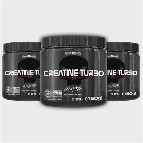 Kit X Creatine Turbo Suplemento Alimentar Black Skull G Caveira