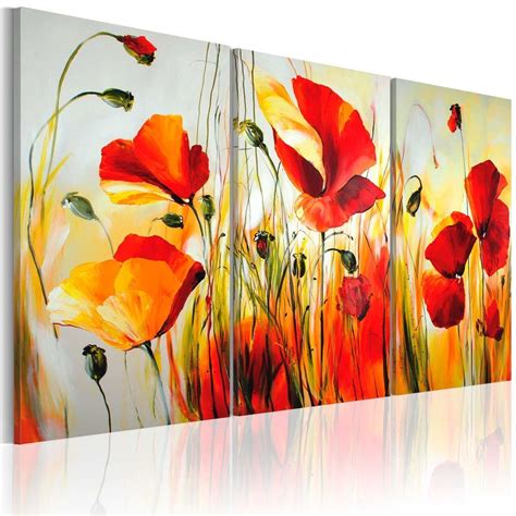 100 Handgemalt Gemälde Bilder Leinwand 3 Teile Blumen 120x80 22035