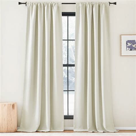 Nicetown Room Darkening Natural Faux Linen Curtains Inches Long